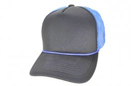 FP-02 5PANEL SPONG TRUCKER CAP BLACK/ROYAL BLUE MESH