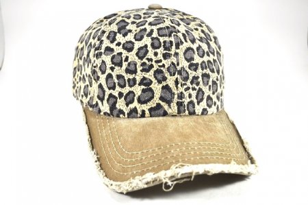 040-Leopard vintage brim velcro cap khaki/khaki leopard