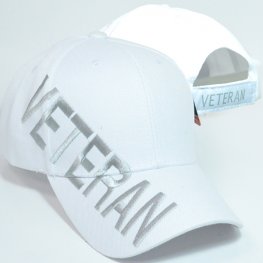 VET-001 PLAIN VETERAN CAPS WHITE