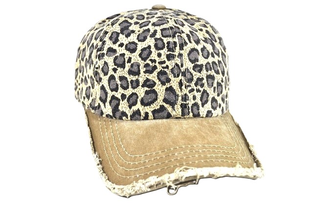 040-Leopard vintage brim velcro cap khaki/khaki leopard