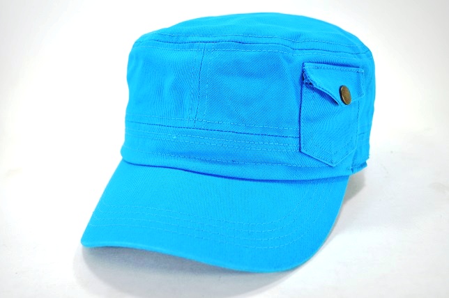 PLAIN COTTON CADET POCKET CAP AQUA