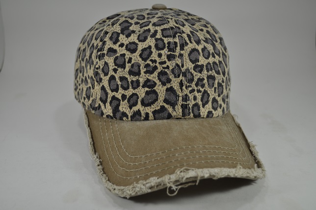 040-Leopard vintage brim velcro cap khaki/khaki leopard