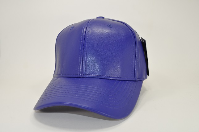 PLAIN PU LEATHER VELCRO CAP - ROYAL BLUE