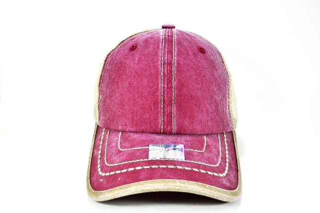 NP-006 PIGMENT NEW STITCH BRIM LINE BURGUNDY/KHAKI MESH