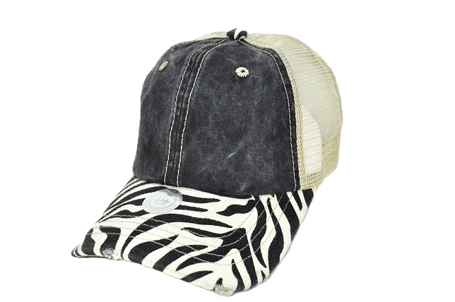 006 ZEBRA PIGMENT CAP BLK&GREY/KHAKI MESH