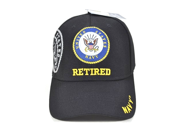 CAP-1431B NAVY EMB RETIRED W SHADOW CAP - BLACK
