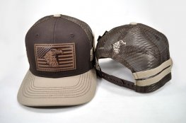 TRUCKER EAGLE FLAG PATCH 2 SIDE LINES CAP - BROWN