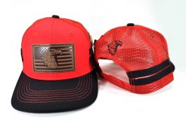 TRUCKER EAGLE FLAG PATCH 2 SIDE LINES CAP - RED