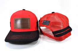 TRUCKER U.S.A. FLAG PATCH 2 SIDE LINES CAP - RED/BLACK