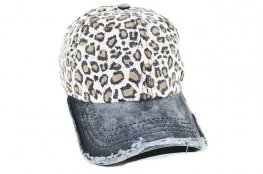 038-Leopard vintage brim velcro cap black/brown leopard
