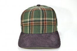 PLAID-101 5PANEL PLAID SANDWICH VISOR - OLIVE/BROWN