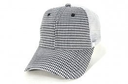 HT-001 houndstooth mesh trucker cap - black/grey
