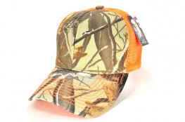 046-COTTON TRUCKER MESH VELCRO - HUNTING CAMO/ORANGE