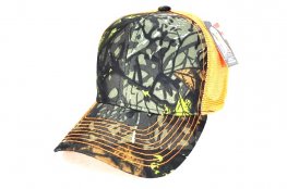 047-COTTON TRUCKER MESH VELCRO - TREE CAMO/ORANGE