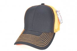 043-COTTON TRUCKER MESH VELCRO - BLACK/ORANGE