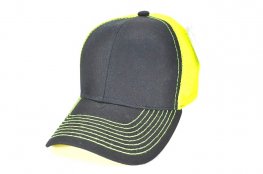 045-COTTON TRUCKER MESH VELCRO - BLACK/N.YELLOW