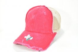 046-PIGMENT RAGGEDY PANEL MESH VELCRO RED/KHAKI MESH