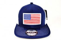 AF-5 AMERICAN FLAG LOGO FLAT BILL CAP- NAVY