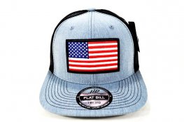 AF-6 AMERICAN FLAG LOGO FLAT BILL CAP- H.GREY