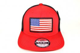 AF-7 AMERICAN FLAG LOGO FLAT BILL CAP- RED