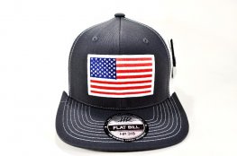 AF-8 AMERICAN FLAG LOGO FLAT BILL CAP- D.GREY