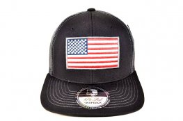 AF-9 AMERICAN FLAG LOGO FLAT BILL CAP- BLACK