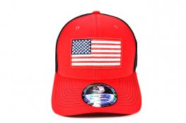 AF-10 AMERICAN FLAG LOGO CURVE BILL CAP- RED