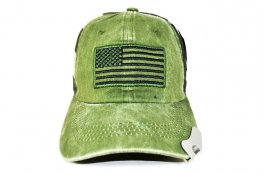 AF-14 AMERICAN FLAG LOGO BOTTLE OPENER CAP- OLIVE