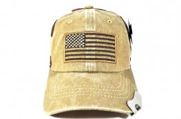 AF-16 AMERICAN FLAG LOGO BOTTLE OPENER CAP- KHAKI