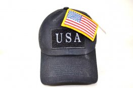AF-17 AMERICAN FLAG LOGO PATCH CAP- BLACK