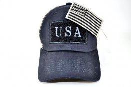 AF-18 AMERICAN FLAG LOGO PATCH CAP- BLACK/KHAKI MESH