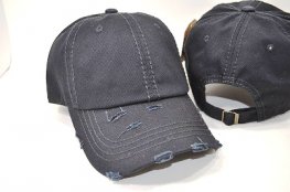 HS-009 COTTON VINTAGE STITCH CAP BLACK