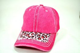 046-Pigment cap with leopard visor-hot.pink