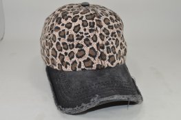 038-Leopard vintage brim velcro cap black/brown leopard