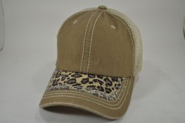 044-Pigment cap with leopard visor-khaki