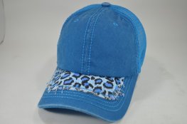 047-Pigment cap with leopard visor-aqua