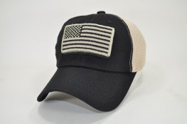 USA PATCH LOGO MESH VELCRO CAP BLACK/KHAKI