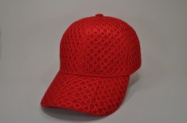 PLAIN AIR MESH VELCRO CAP - RED