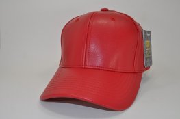 PLAIN PU LEATHER VELCRO CAP - RED
