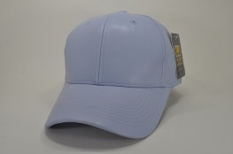 PLAIN PU LEATHER VELCRO CAP - SKY BLUE