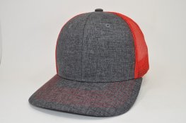 TC-001 TWILL COTTON MESH SNAP CHARCOAL/RED