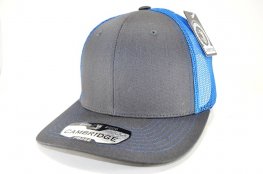 PB-222 CAMBRIDGE TRUCKER CAP-CHARCOAL/ROYAL BLUE MESH