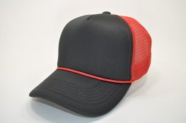 FP-03 5PANEL SPONG TRUCKER CAP BLACK/RED MESH