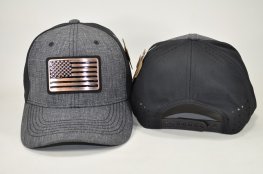 USA FLAG BRONZE METAL CAP-BLACK