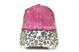 030-MONKEY WASHED 2TONE BURGUNDY/KHAKI LEOPARD BRIM