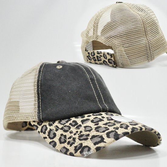 022-LEOPARD TRUCKER CAP BLK/KHAKI