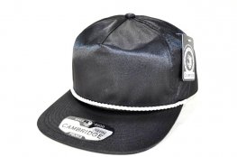 PB-303 5PANEL ROPE SATIN UNSTRUCTURED CAP - BLACK