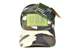 AF-23 AMERICAN FLAG LOGO PATCH CAP- GREEN CAMO