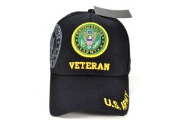 CAP-1203B ARMY SHIELD VETERAN - BLACK