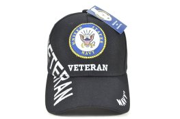 CAP-1453B NAVY EMB VETERAN E/VETERAN ON SIDE CAP - BLACK